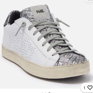 P448 Absract Print Sneakers - White and Black-Size 38 Euro, Size 8 US